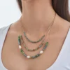 Collier multirangs - Green Beads