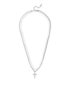 Collier multirangs pour homme - White Pearls