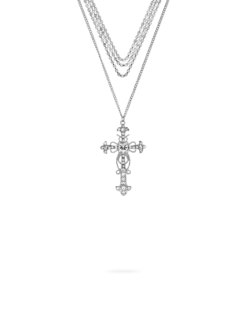 Collier multirangs - Rhinestone Cross