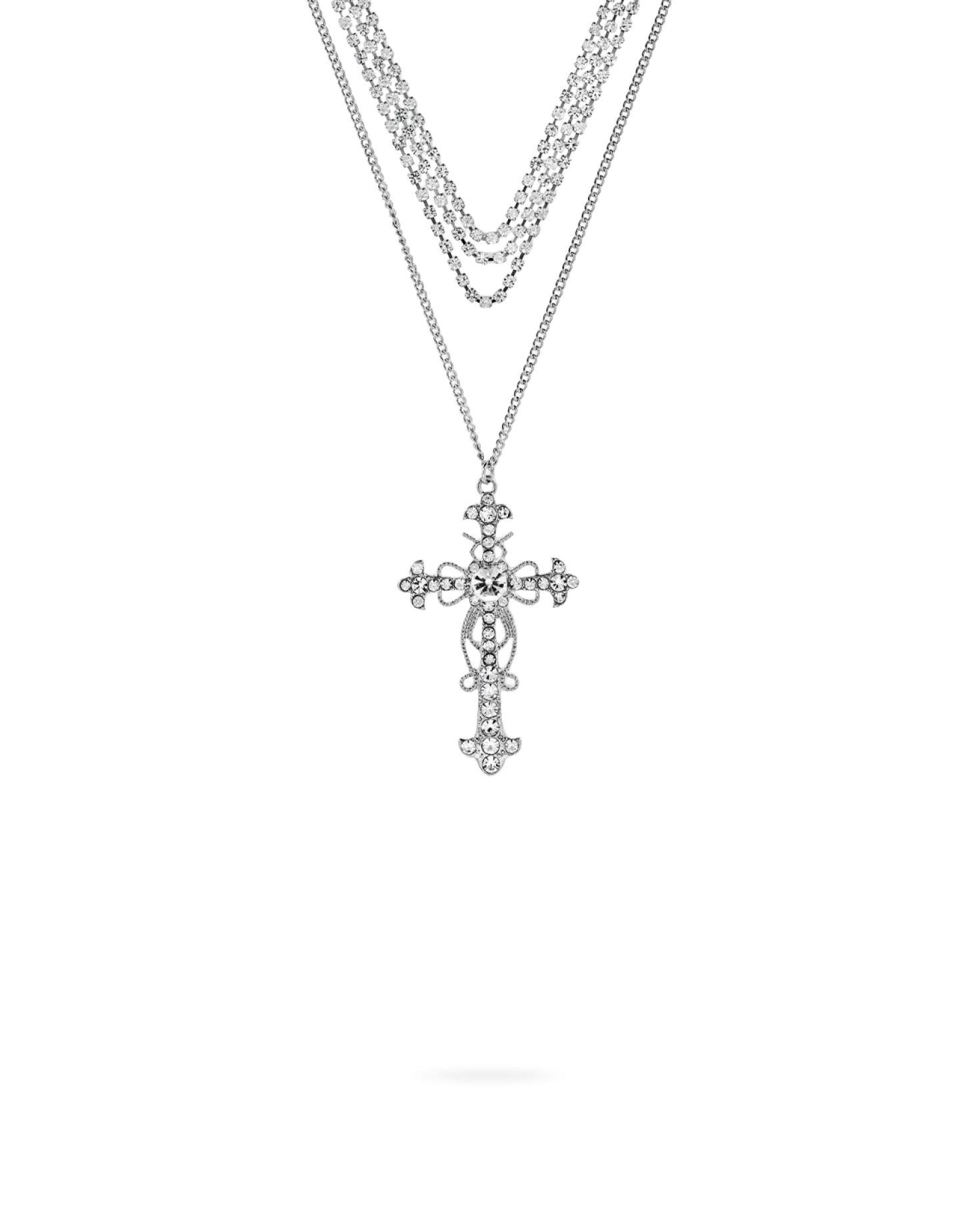 Collier multirangs - Rhinestone Cross