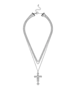 Collier multirangs - Rhinestone Cross