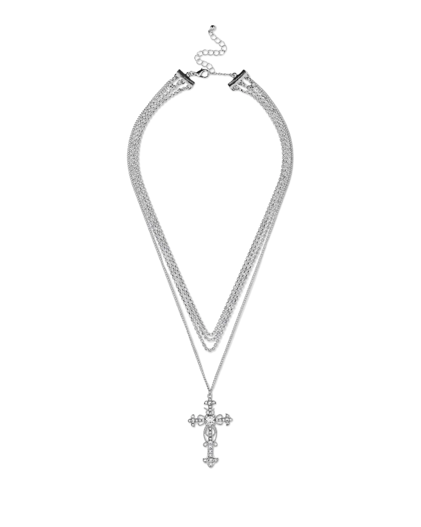 Collier multirangs - Rhinestone Cross
