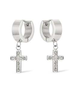 Créoles pour homme - Steel Cross