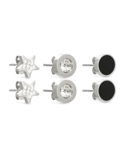 Ensemble de boucles d’oreilles - Steel Stars