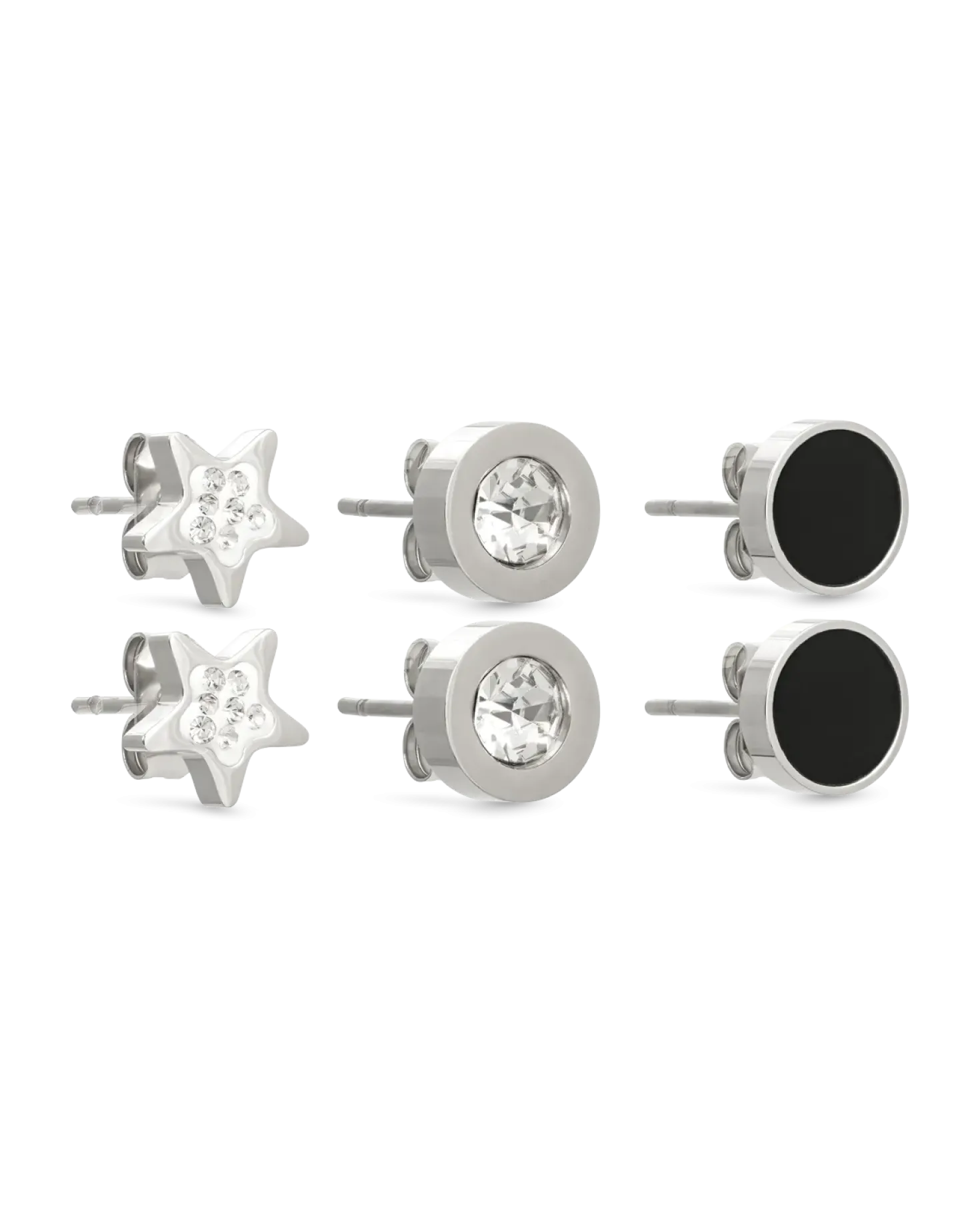 Ensemble de boucles d’oreilles - Steel Stars