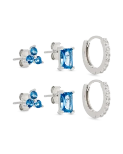 Ensemble de boucles d'oreilles - Blue Crystals