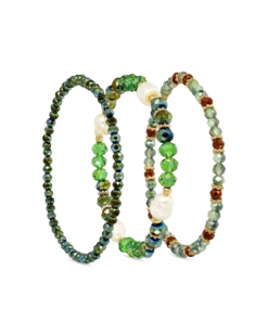 Ensemble de bracelets - Green Pearls