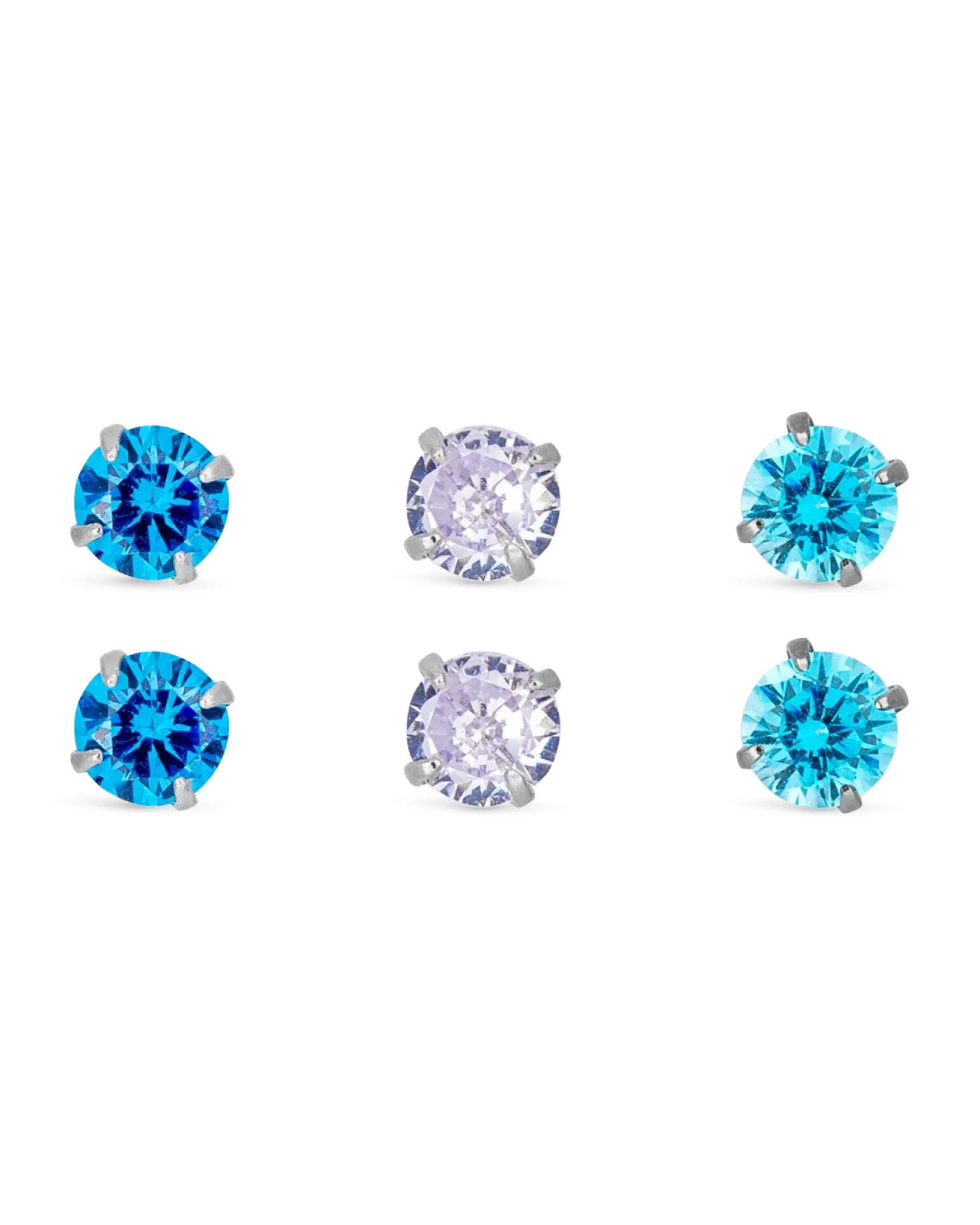 Ensemble de clous d'oreilles - Blue Shine