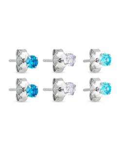 Ensemble de clous d'oreilles - Blue Shine