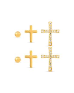 Ensemble de clous d'oreilles - Cross Trio
