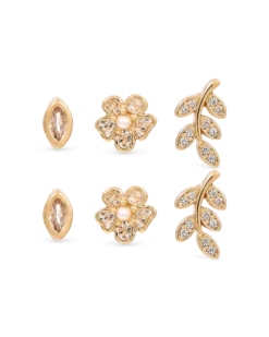 Ensemble de clous d'oreilles - Pretty Leaves