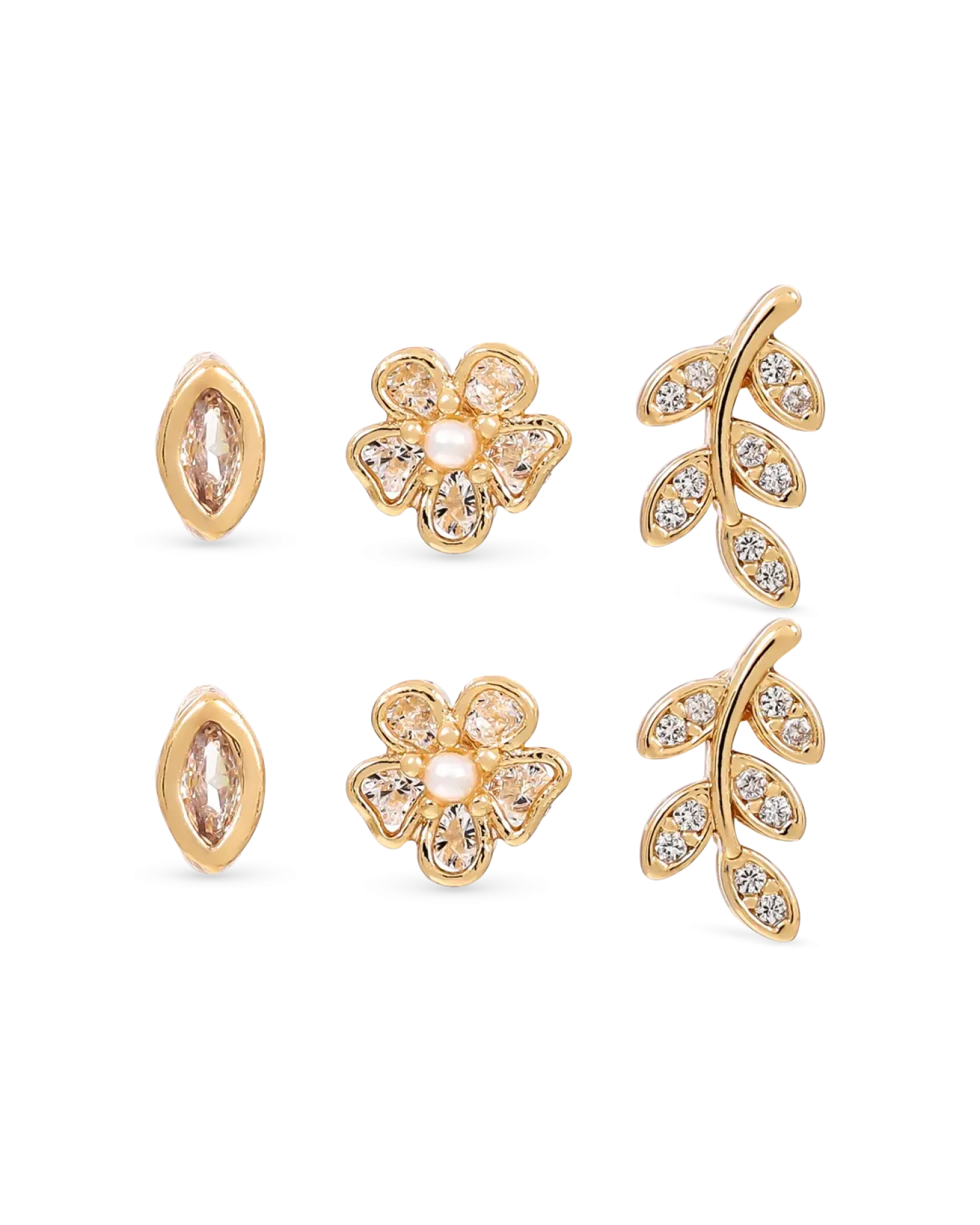 Ensemble de clous d'oreilles - Pretty Leaves