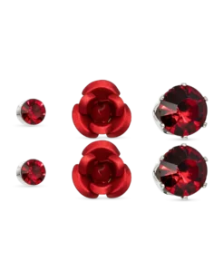 Ensemble de clous d'oreilles - Red Passion