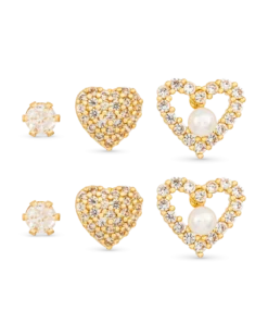 Ensemble de clous d'oreilles - Sparkle Heart