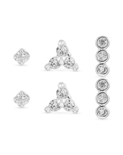 Ensemble de clous d'oreilles - Silver Pieces
