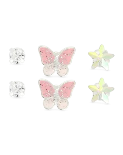 Set de boucles d'oreilles - Pink Butterfly
